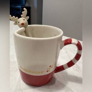 Christmas COLLECTOR ITEM!! Very RARE Starbucks reindeer coffee stirrer mug - new